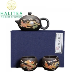 Bộ Ấm Tử Sa Tây Thi Long Phụng Đổi Màu 250ml Hộp Quà Tặng