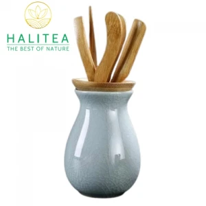 Bộ Dụng Cụ Gắp Trà Tre Bình Sứ 6 Món