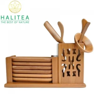 Bộ Dụng Cụ Xúc, Đảo, Thông Vòi, Gắp Chén Trà Bằng Tre Già Kiểu Đôi