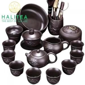 Bộ Pha Trà Kungfu Ấm Tử Sa Tây Thi Hoa Sen 20 Món Cao Cấp