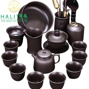 Bộ Pha Trà Kungfu Ấm Tử Sa Vân Sọc 20 Món Cao Cấp