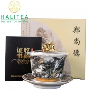 Chén Khải Sứ Đức Hoá Phúc Kiến Cửu Long Tranh Châu Hộp Quà Tặng