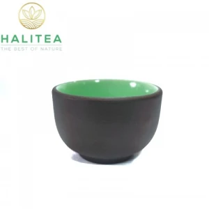 Chén Trà Đất Bát Tràng Màu Đen Tráng Men Xanh 40ml