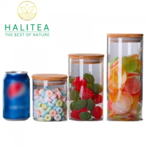 Hũ Thủy Tinh Đựng Trà Hoa Nắp Gỗ Tre 750ml