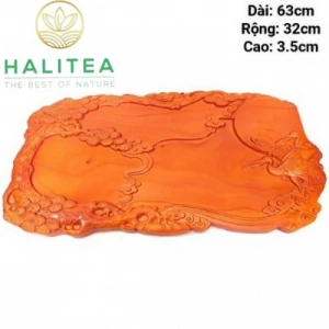 Khay Trà Gỗ Hương Tự Nhiên Nguyên Tấm KT 63, 32, 3,5 cm Hoa Sang Trọng