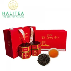 Set Quà Tặng - Trà Oolong Đỏ HALITEA Cao Cấp Hộp Thiếc 200gr