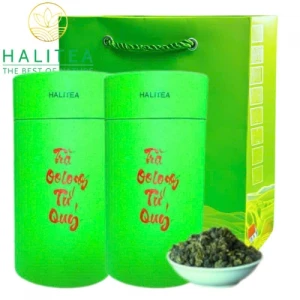 Set Quà Tặng - Trà Oolong Tứ Quý HALITEA Lon Xanh 1Túi /2lon /200gr