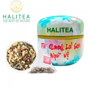 Trà Chanh Lá Sen Ngũ Vị HALITEA Túi Tam Giác Hộp Thiếc 30g/hộp/10 gói