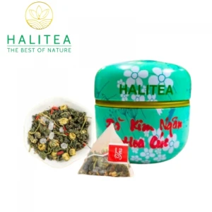 Trà Kim Ngân Hoa Cúc HALITEA Túi Tam Giác Hộp Thiếc 50gr/ hộp/ 10 túi