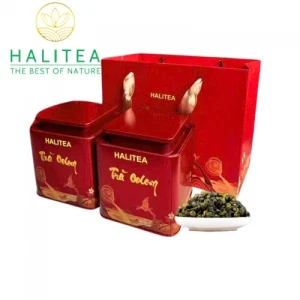 Trà Ôlong HALITEA Cao Cấp Hộp Thiếc Đỏ 400gr - Set Quà Tặng Lễ Tết