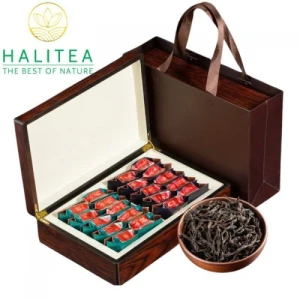 Trà Vũ Di Thuỷ Tiên Hộp Gỗ Quà Tặng Cao Cấp 140gr/Hộp/20Gói