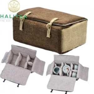 Túi Đựng Bộ Ấm Trà Du Lịch Xách Tay Vải Cotton Sang Trọng