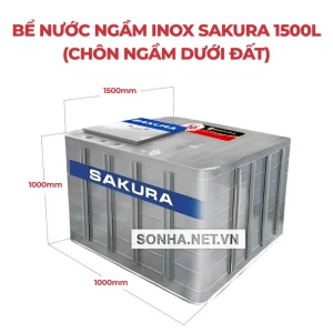 Bồn Nước Ngầm Inox Sakura 1500L (Chôn Ngầm Dưới Đất)