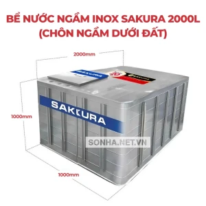 Bồn Nước Ngầm Inox Sakura 2000L (Chôn Ngầm Dưới Đất)