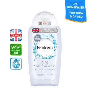 Dung dịch vệ sinh phụ nữ cao cấp cho da nhạy cảm Femfresh 0% Sensitive Wash 250ml