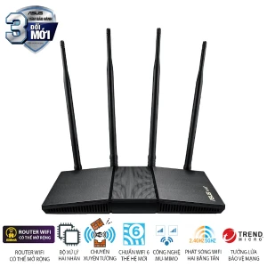 Bộ phát wifi 6 Asus RT-AX1800HP MU-MIMO (Chuẩn AX/ AX1800Mbps/ 4 Ăng-ten ngoài/ Wifi Mesh/ 35 User)
