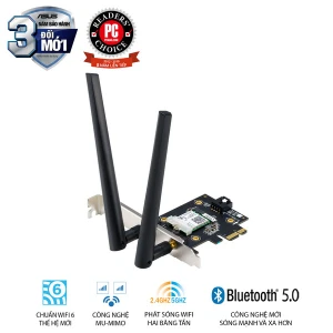Cạc mạng không dây Asus PCI-E PCE-AX3000 Tray (Chuẩn AX/ AX3000Mbps/ 2 Ăng-ten ngoài/ Bluetooth)