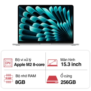 Laptop Apple Macbook Air M2 MQKR3SA/A (8 core/ 8GB/ 256GB/ 15.3inch/ Silver)