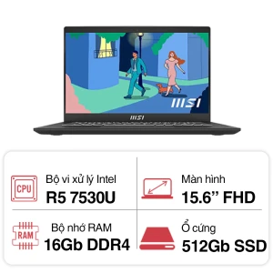Laptop MSI Modern 15 B7M-231VN (R5 7530U/ 16GB/ 512GB SSD/15.6 inch FHD/Win11/ Black)