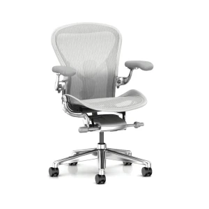 Ghế Công Thái Học Herman Miller Aeron - Chân nhôm, Màu Mineral white (Trắng)