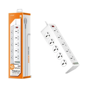 Ổ cắm điện đa năng LDNIO SC10610 - 10 chấu 05 cổng USB-A 01 cổng Type-C - Chuẩn chân cắm EU - Màu trắng