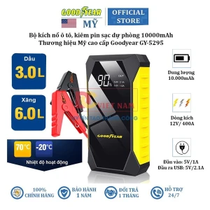 Bộ kích nổ ô tô, kiêm pin sạc dự phòng 10000mAh. Thương hiệu Mỹ cao cấp Goodyear GY-5295