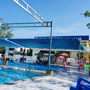 Mái Che Xếp Lượn Sóng Cho Hồ Bơi [Màu Xanh Dương]