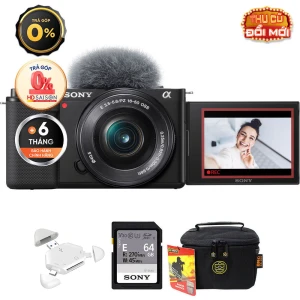 Sony ZV-E10 (Chính hãng) (Kèm Kit Lens 16-50mm, Black, Đầu Đọc Thẻ Thẻ Nhớ 64GB Túi Máy Ảnh)