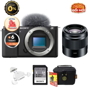 Sony ZV-E10 (Chính hãng) (Kèm Lens Sony E 50mm f/1.8 OSS, Black, Đầu Đọc Thẻ Thẻ Nhớ 64GB Túi Máy Ảnh)