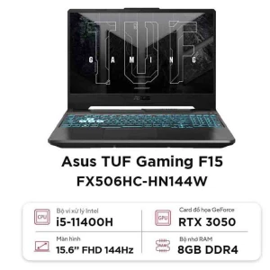 Laptop ASUS TUF Gaming F15 FX506HC-HN144W (Core i5-11400H | 8GB | 512GB | RTX 3050 4GB | 15.6 inch FHD | Win 11 | Đen)