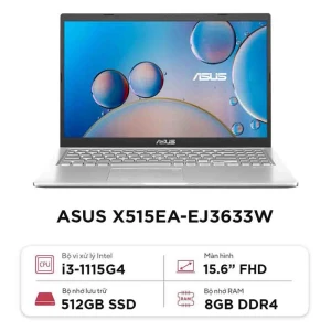 Laptop Asus Vivobook X515EA-EJ3633W (Intel Core i3-1115G4 | 8GB | 512GB | Intel UHD | 15.6-inch FHD | Win 11 | Bạc)