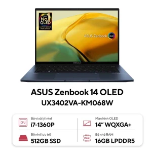 Laptop Asus Zenbook 14 OLED UX3402VA-KM068W (Intel Core i7-1360P | 16GB | 512GB | Intel Iris Xe | 14 inch OLED WQXGA | Win 11 | Xanh)