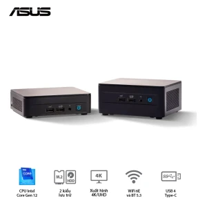 Mini PC ASUS INTEL NUC 12 Pro NUC12WSHi7 (Intel Core i7-1260P | DDR4 | Iris XE Graphics | SSD NVMe | Thunderbolt 4 | Wi-Fi 6E | Đen) WallStreet Canyon - RNUC12WSHi70000 (1l)