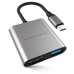 HyperDriver 4K HDMI 3-IN-1 USB-C Hub For Macbook, PC & Devices | Gray (Chính Hãng)