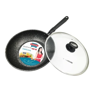 Chảo sâu lòng có vung hoa cương Sunhouse SWP24 (24cm)