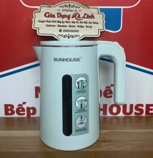 Ấm siêu tốc 2 lớp Sunhouse SHD1351, Công suất 1500W, Dung tích 1.8 Lít, Lớp trong inox 304, lớp ngoài nhựa chịu nhiệt siêu bền, Bảo hành 12 tháng