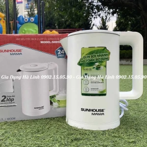 Ấm siêu tốc inox 2 lớp Sunhouse Mama SHD1386W, Công suất 1800W, Dung tích 1.7 Lít, Ruột ấm inox 304, Vỏ nhựa chịu nhiệt siêu bền, Bảo hành 24 tháng