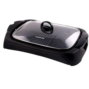 Bếp nướng điện Sunhouse SHD4602, Công suất 2000W, Mặt bếp phủ chống dính Whitford, Vung kính cường lực, Điều khiển núm xoay, Bảo hành 12 tháng