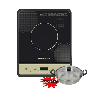 Bếp từ đơn Sunhouse SHD6158, Công suất 1800W, Mặt kính Ceramic chịu nhiệt, Điều khiển phím bấm, Tặng kèm nồi lẩu, Bảo hành 12 tháng