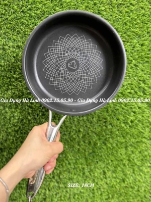 Chảo chống dính inox 3 lớp ultra Titanium Sunhouse STI18M - Đường kính 18cm, Inox 3 lớp nguyên khối, Đáy từ phù hợp với mọi loại bếp