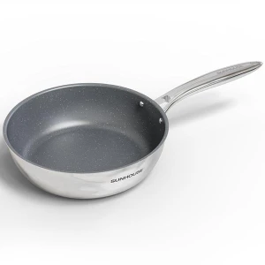 Chảo inox nguyên khối Sunhouse Desire DE24M - Đường kính 24cm, Inox 2 lớp nguyên khối, dày gấp 4 lần chảo inox thông thường