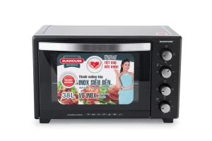 Lò nướng Sunhouse SHD4238S - Dung tích 38 lít, Công suất 1600W, Điều khiển bằng núm xoay, 6 chế độ nướng, Bảo hành 12 tháng