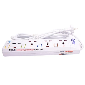 Ổ cắm điện SUNHOUSE APE-OC2-3RU (trắng) - Công suất chịu tải 2500W, Dây dài 2.5m, Bảo hành 12 tháng