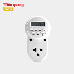 Ổ cắm hẹn giờ Điện Quang ĐQ ESK DT12 W 13, 62228150 - Công suất 2500W, Thời gian cài đặt tối thiểu 1 giây, có thể cài đặt tối đa 8 lần trong ngày