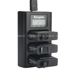 Bộ 2 Pin Và Sạc 3 LCD Cho GoPro Hero 5/6/7/8 | Kingma
