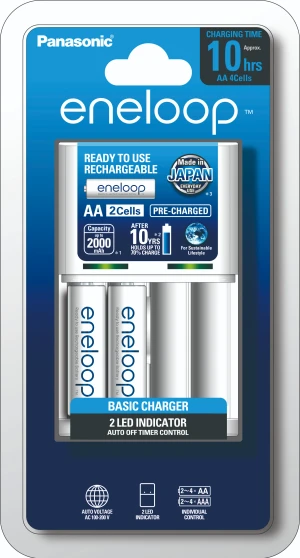 Bộ Sạc Kèm 2 Pin AA Eneloop Panasonic KJ51 | Chính Hãng