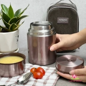 Bình Ủ Inox 304 Kaiyo 750ml Giữ Nhiệt Cực Tốt 24 Giờ Kèm Túi Đựng