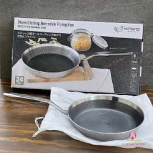 Chảo đúc inox chống dính hoa văn nổi 3 lớp đáy liền Tri-Ply Kaiyo (Chảo nông)