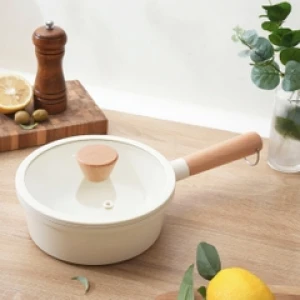 Chảo nhôm đúc nguyên khối thành cao Elegant Kaiyo 18-22-26cm kèm vung kính (đáy từ)