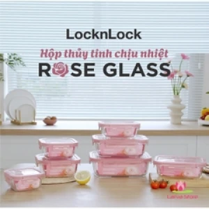 Hộp Thủy Tinh Rose Glass Lock&Lock Chịu Nhiệt Màu Anh Đào